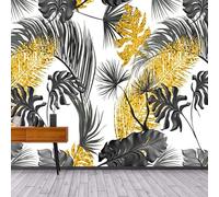 XLMING Creative Abstract Black Gold Leaves 3D Wallpaper Silky Texture Home Study Office Grey Dining Room Sofa Bedroom Living Room TV Backdrop-430cm×300cm