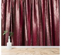 XLMING Creative Abstract Curtains Burgundy Sequins Art 3D Wallpaper Premium Textured Silk Study Dining Living Room Bedroom Sofa TV Wall Easy Install-300cm×210cm