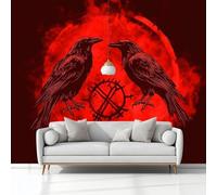 XLMING Creative Abstract Red Geometric Little Bird 3D Wallpaper Premium Textured Silk Study Dining Living Room Bedroom Sofa TV Wall Easy Install-430cm×300cm