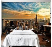 XLMING Creative Aesthetic Sunset Urban Architecture Landscape 3D Wallpaper Luxury Silk Study Dining Feature Sofa Grey Bedroom Living Room Tv Decorative Wall-250cm×170cm