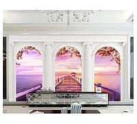 XLMING Creative Archway Sunset Wooden Bridge Sea 3D Wallpaper Luxury Home Dining Decor Paste Sofa Living Room The Wall for Bedroom Mural-430cm×300cm