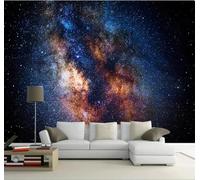 XLMING Creative Beautiful Stars Starry Sky Universe 3D Wallpaper Silky Texture Home Study Office Grey Dining Room Sofa Bedroom Living Room TV Backdrop-200cm×140cm