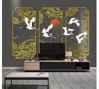 XLMING Creative Birds Sunrise Geometric Patterns 3D Wallpaper Premium Textured Silk Study Dining Living Room Bedroom Sofa TV Wall Easy Install-250cm×170cm