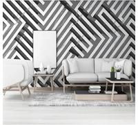 XLMING Creative Black and White Lines Geometric Patterns 3D Wallpaper Premium Textured Silk Study Dining Living Room Bedroom Sofa TV Wall Easy Install-250cm×170cm