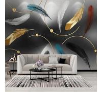 XLMING Creative Black Geometric Multicoloured Feathers 3D Wallpaper Luxury Home Dining Decor Paste Sofa Living Room The Wall for Bedroom Mural-400cm×280cm