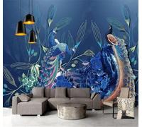 XLMING Creative Blue Flowers Plants Peacock 3D Wallpaper Luxury Home Dining Decor Paste Sofa Living Room The Wall for Bedroom Mural-430cm×300cm