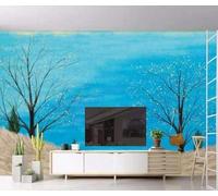 XLMING Creative Blue Hand Drawn Trees Art 3D Wallpaper Luxury Home Dining Decor Paste Sofa Living Room The Wall for Bedroom Mural-430cm×300cm