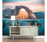 XLMING Creative Blue Ocean Little Fish Architecture 3D Wallpaper Silky Texture Home Study Office Grey Dining Room Sofa Bedroom Living Room TV Backdrop-200cm×140cm