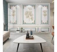 XLMING Creative Blue Plaster Carving Ginkgo Leaf 3D Wallpaper Silky Texture Home Study Office Grey Dining Room Sofa Bedroom Living Room TV Backdrop-150cm×105cm