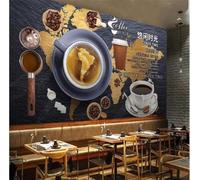 XLMING Creative Coffee Vintage World Map 3D Wallpaper Luxury Silk Study Dining Feature Sofa Grey Bedroom Living Room Tv Decorative Wall-350cm×256cm