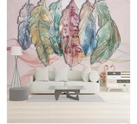 XLMING Creative Colourful Feathers Smoke Swan 3D Wallpaper Silky Texture Home Study Office Grey Dining Room Sofa Bedroom Living Room TV Backdrop-250cm×170cm
