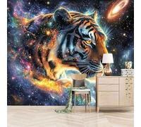 XLMING Creative Colourful Starry Sky Animals Tiger 3D Wallpaper Luxury Home Dining Decor Paste Sofa Living Room The Wall for Bedroom Mural-200cm×140cm