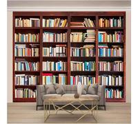 XLMING Creative Cubic Retro Books Bookshelf 3D Wallpaper Luxury Home Dining Decor Paste Sofa Living Room The Wall for Bedroom Mural-250cm×170cm
