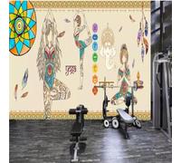 XLMING Creative Dance Yoga Colourful Feathers 3D Wallpaper Premium Textured Silk Study Dining Living Room Bedroom Sofa TV Wall Easy Install-250cm×170cm