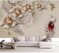 XLMING Creative Diamond Flowers Butterflies Peacocks 3D Wallpaper Premium Textured Silk Study Dining Living Room Bedroom Sofa TV Wall Easy Install-250cm×170cm
