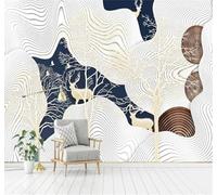 XLMING Creative Forest Reindeer Abstract Lines 3D Wallpaper Silky Texture Home Study Office Grey Dining Room Sofa Bedroom Living Room TV Backdrop-200cm×140cm
