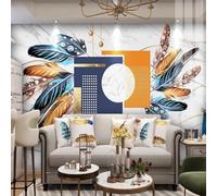 XLMING Creative Geometric Colourful Feathers Marble Effect 3D Wallpaper Luxury Home Dining Decor Paste Sofa Living Room The Wall for Bedroom Mural-430cm×300cm