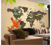 XLMING Creative Global Art Nostalgic Map 3D Wallpaper Silky Texture Home Study Office Grey Dining Room Sofa Bedroom Living Room TV Backdrop-250cm×170cm