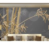 XLMING Creative Gold Bamboo Bamboo Leaves Moon 3D Wallpaper Luxury Silk Study Dining Feature Sofa Grey Bedroom Living Room Tv Decorative Wall-150cm×105cm