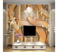 XLMING Creative Gold Geometric Stars Diamonds 3D Wallpaper Luxury Home Dining Decor Paste Sofa Living Room The Wall for Bedroom Mural-350cm×256cm