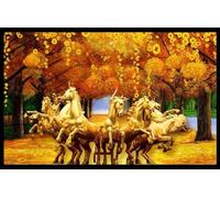 XLMING Creative Golden Forest Animals Horse 3D Wallpaper Luxury Home Dining Decor Paste Sofa Living Room The Wall for Bedroom Mural-400cm×280cm