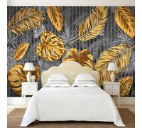 XLMING Creative Grey Gold Plants Leaves 3D Wallpaper Luxury Home Dining Decor Paste Sofa Living Room The Wall for Bedroom Mural-400cm×280cm