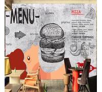 XLMING Creative Grey Hamburger Pizza Art 3D Wallpaper Luxury Home Dining Decor Paste Sofa Living Room The Wall for Bedroom Mural-430cm×300cm