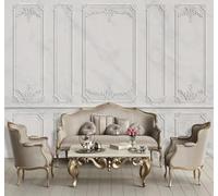XLMING Creative Grey White Carved Pattern Faux Marble 3D Wallpaper Premium Textured Silk Study Dining Living Room Bedroom Sofa TV Wall Easy Install-150cm×105cm