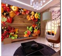XLMING Creative Hand Drawn Fruit Vegetables Leaves 3D Wallpaper Luxury Home Dining Decor Paste Sofa Living Room The Wall for Bedroom Mural-200cm×140cm