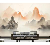 XLMING Creative Hand Drawn Landscapes Trees Birds 3D Wallpaper Luxury Silk Study Dining Feature Sofa Grey Bedroom Living Room Tv Decorative Wall-400cm×280cm