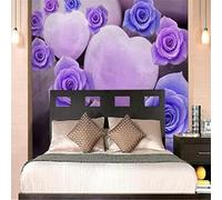 XLMING Creative Heart Purple Blue Rose 3D Wallpaper Luxury Home Dining Decor Paste Sofa Living Room The Wall for Bedroom Mural-430cm×300cm