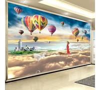 XLMING Creative Hot Air Balloon Architecture People White Horse 3D Wallpaper Luxury Home Dining Decor Paste Sofa Living Room The Wall for Bedroom Mural-350cm×256cm