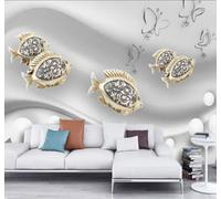XLMING Creative Jewellery White Ball Little Fish Butterfly 3D Wallpaper Luxury Silk Study Dining Feature Sofa Grey Bedroom Living Room Tv Decorative Wall-250cm×170cm