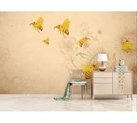 XLMING Creative Lines Sunflowers Flowers Bees 3D Wallpaper Luxury Silk Study Dining Feature Sofa Grey Bedroom Living Room Tv Decorative Wall-400cm×280cm