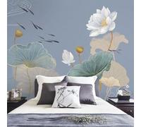 XLMING Creative Lotus Leaf Lotus Flower Little Fish Art 3D Wallpaper Luxury Home Dining Decor Paste Sofa Living Room The Wall for Bedroom Mural-350cm×256cm