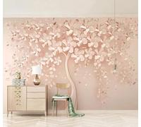 XLMING Creative Luxurious Pink Flowers Trees 3D Wallpaper Luxury Home Dining Decor Paste Sofa Living Room The Wall for Bedroom Mural-350cm×256cm