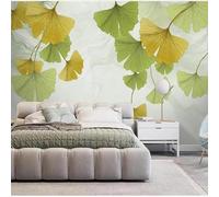 XLMING Creative Minimalist Green Yellow Ginkgo Leaf 3D Wallpaper Silky Texture Home Study Office Grey Dining Room Sofa Bedroom Living Room TV Backdrop-350cm×256cm