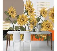XLMING Creative Multicoloured Geometric Floral Sunflowers 3D Wallpaper Luxury Home Dining Decor Paste Sofa Living Room The Wall for Bedroom Mural-250cm×170cm