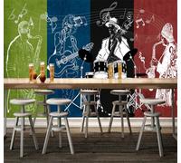 XLMING Creative Music Bar Café Unique 3D Wallpaper Luxury Silk Study Dining Feature Sofa Grey Bedroom Living Room Tv Decorative Wall-200cm×140cm