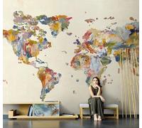 XLMING Creative Painted Abstract World Map Art 3D Wallpaper Luxury Home Dining Decor Paste Sofa Living Room The Wall for Bedroom Mural-150cm×105cm
