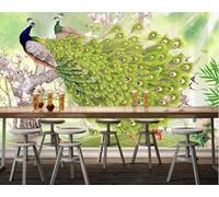 XLMING Creative Pink Magnolia Peacock Little Fish 3D Wallpaper Luxury Home Dining Decor Paste Sofa Living Room The Wall for Bedroom Mural-350cm×256cm