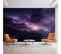 XLMING Creative Purple Starry Sky Milky Way Universe 3D Wallpaper Silky Texture Home Study Office Grey Dining Room Sofa Bedroom Living Room TV Backdrop-350cm×256cm