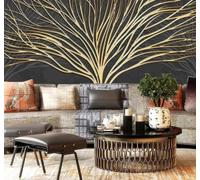 XLMING Creative Relief Luxurious Golden Trees 3D Wallpaper Luxury Home Dining Decor Paste Sofa Living Room The Wall for Bedroom Mural-150cm×105cm