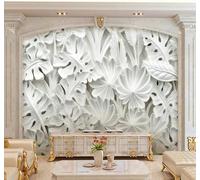 XLMING Creative Relief White Banana Leaf Art 3D Wallpaper Luxury Home Dining Decor Paste Sofa Living Room The Wall for Bedroom Mural-250cm×170cm