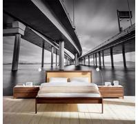 XLMING Creative Retro High End Black and White Scenery Bridge 3D Wallpaper Silky Texture Home Study Office Grey Dining Room Sofa Bedroom Living Room TV Backdrop-200cm×140cm