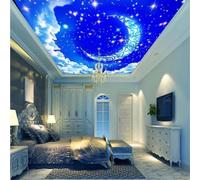 XLMING Creative Three Dimensiona Blue Starry Sky Moon 3D Wallpaper Luxury Home Dining Decor Paste Sofa Living Room The Wall for Bedroom Mural-300cm×210cm