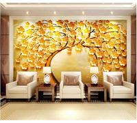 XLMING Creative Three Dimensiona Golden Flowers and Trees 3D Wallpaper Luxury Home Dining Decor Paste Sofa Living Room The Wall for Bedroom Mural-430cm×300cm