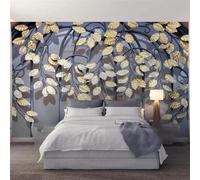 XLMING Creative Three Dimensiona Golden Leaves Branches 3D Wallpaper Luxury Home Dining Decor Paste Sofa Living Room The Wall for Bedroom Mural-300cm×210cm