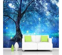 XLMING Creative Three Dimensiona Hand Drawn Blue Tree 3D Wallpaper Luxury Home Dining Decor Paste Sofa Living Room The Wall for Bedroom Mural-430cm×300cm