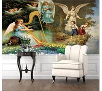 XLMING Creative Three Dimensional Angel Forest Flowers 3D Wallpaper Luxury Home Dining Decor Paste Sofa Living Room The Wall for Bedroom Mural-350cm×256cm